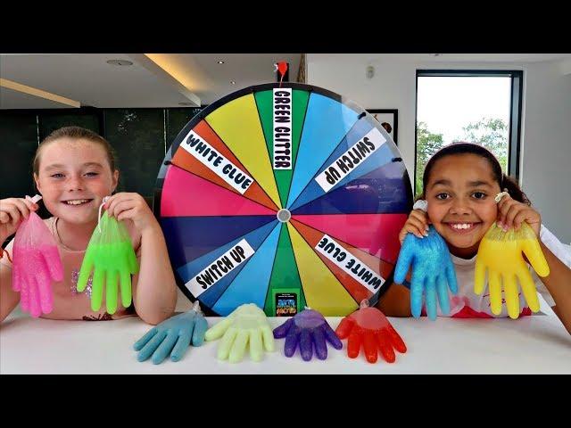 MYSTERY WHEEL OF SLIME GLOVES CHALLENGE!!