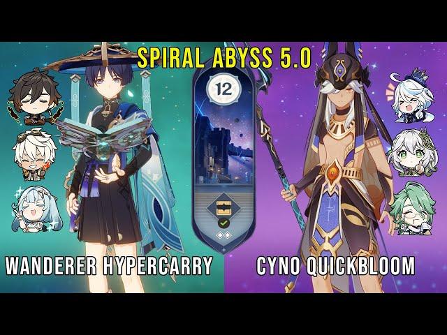 C1 Wanderer Hypercarry and C1 Cyno Quickbloom | Genshin Impact Abyss 5.0 Floor 12 9 Stars