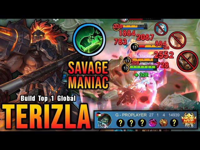 SAVAGE & MANIAC!! 27 Kills Terizla Super Deadly Hammer!! - Build Top 1 Global Terizla ~ MLBB