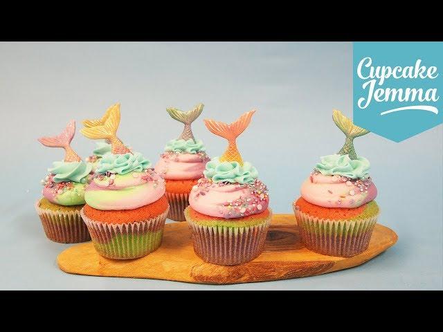 Beautiful Mermaid Tie Dye Cupcake Recipe & Tutorial | Cupcake Jemma