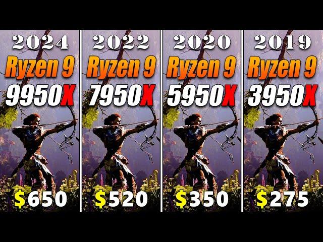 Ryzen 9 9950X vs Ryzen 9 7950X vs Ryzen 9 5950X vs Ryzen 9 3950X | PC Gameplay Tested