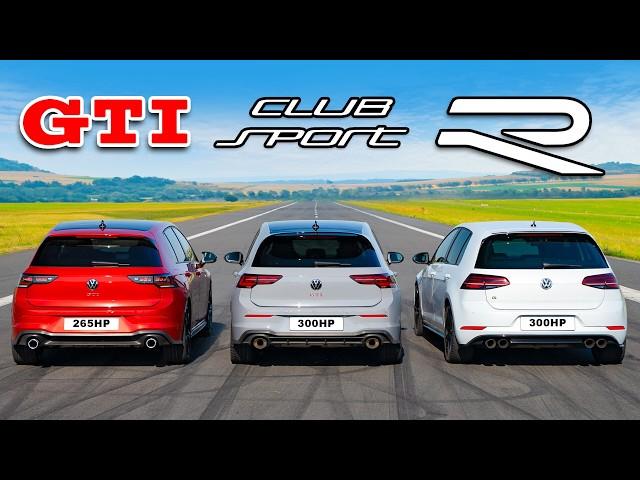 New Golf GTI v Old Golf R v Clubsport: DRAG RACE