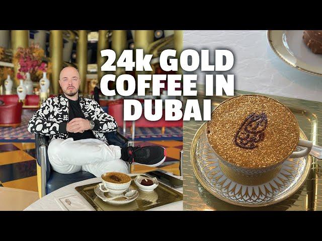 FIRST time drinking 24 Karat Gold Coffee #burjalarab #dubaivlog