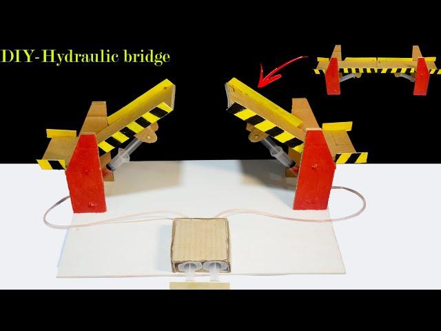 Make a hydraulic bridge model from cardboard - Science project working model