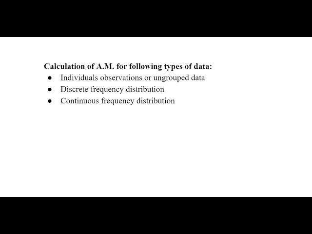 Lecture2: Arithmetic Mean with examples for all types of data