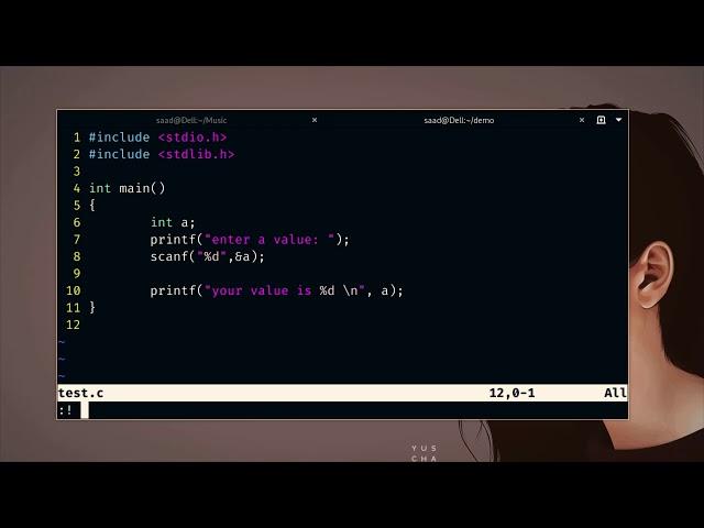 compiling C language in vim using gcc.