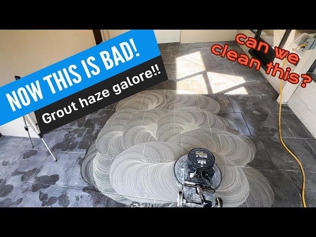 The worst grout haze we have ever seen! Tile and grout cleaning and restoration!