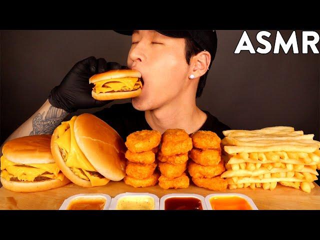 ASMR TRIPLE CHEESEBURGERS & CHICKEN NUGGETS MUKBANG (No Talking) EATING SOUNDS | Zach Choi ASMR