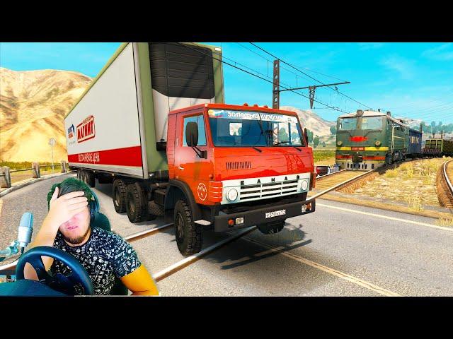 ЗАСТРЯЛ НА Ж/Д ПЕРЕЕЗДЕ - КАМАЗ ПО СУРОВОЙ РОССИИ в EURO TRUCK SIMULATOR 2