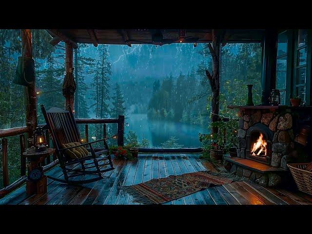 Sitting On The Porch On A Stormy Day: Heavy Rain and Fireplace Sounds To Sleep, Relax, Rest, Study