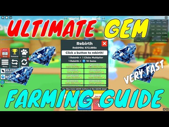 ULTIMATE GEMS Farming Guide! Get Tons of Gems FAST | Roblox Clicker Simulator