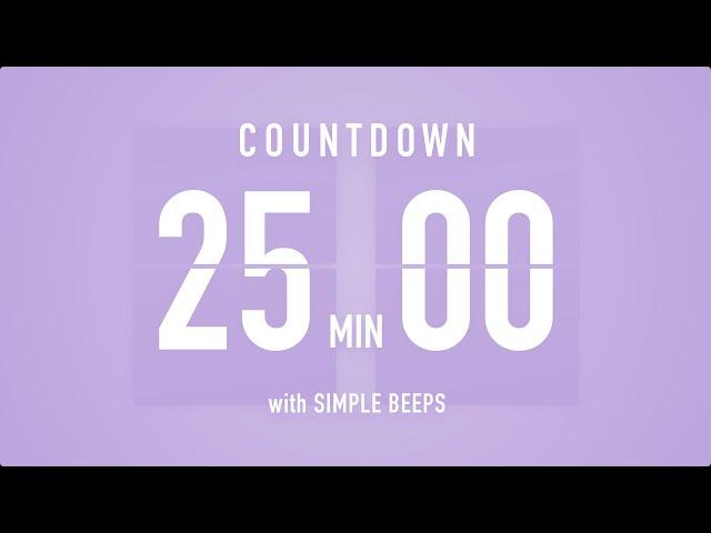 25 Min Countdown Flip Clock Timer / Simple Beeps 🫐 