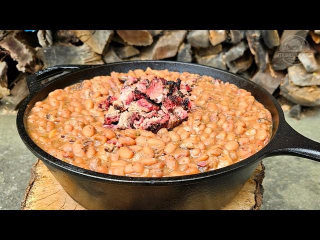 Smoked Brisket Pinto Beans - Texas BBQ Cowboy Burnt Ends Beans Recipe