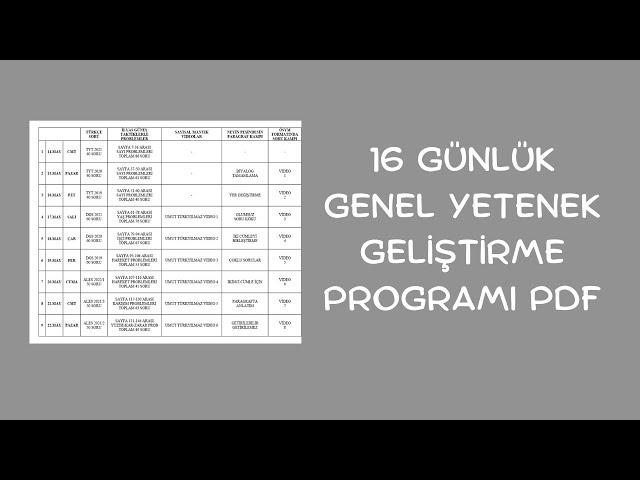 16 GÜNLÜK KPSS GENEL YETENEK PROGRAMI