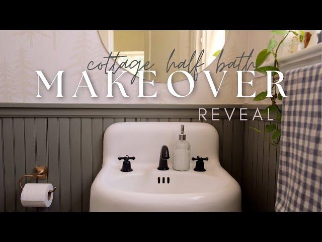 Cottage Half Bath Makeover  Wallpaper, Paint and Refinishing our Antique Sink!