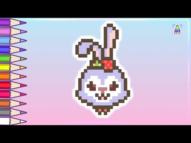 Pixel Art | Как нарисовать ЗАЙЧИКА по клеточкам | Рисунки по клеточкам | Coloring Kids