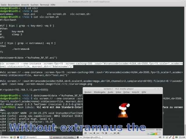 extramaus - Additional mouse cursor for capturing Linux desktops with VLC