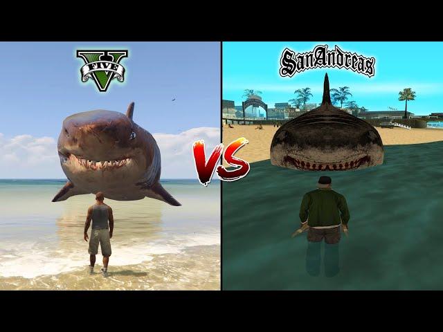 GTA 5 MEGALODON SHARK VS GTA SAN ANDREAS MEGALODON SHARK - WHICH IS BEST?