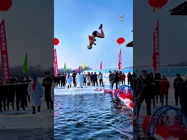 Extreme cold winter swimming Hulin Wusuli Cup is popular. It's so exciting. Winter swimming and