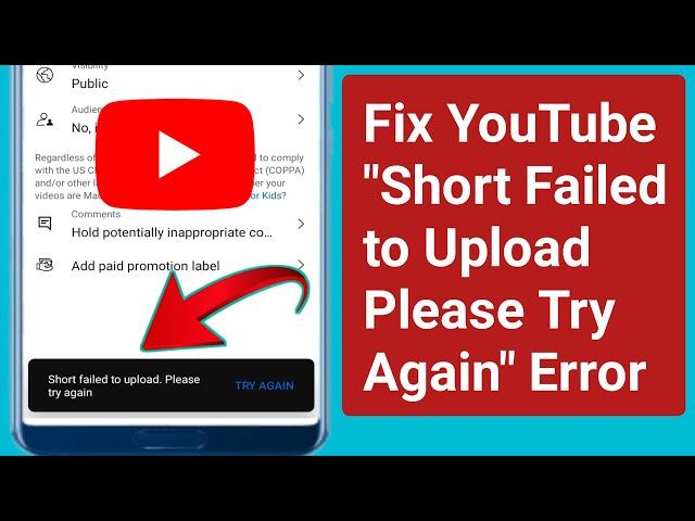 Fix Youtube Short Failed to Upload Please Try Again Error.YouTube Short Upload Failed Problem Solve