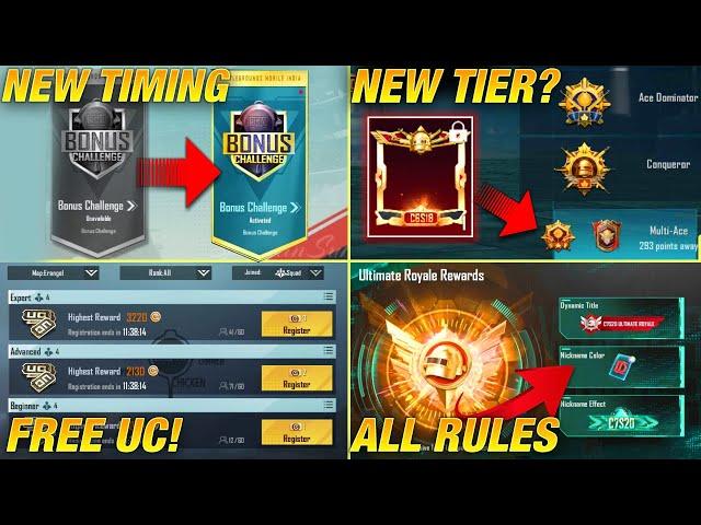 OMG  CONQUEROR FRAME FOR ALL? | UC BONUS CHALLENGE NEW *OFFICIAL* TIMING | ULTIMATE ROYALE RULES.