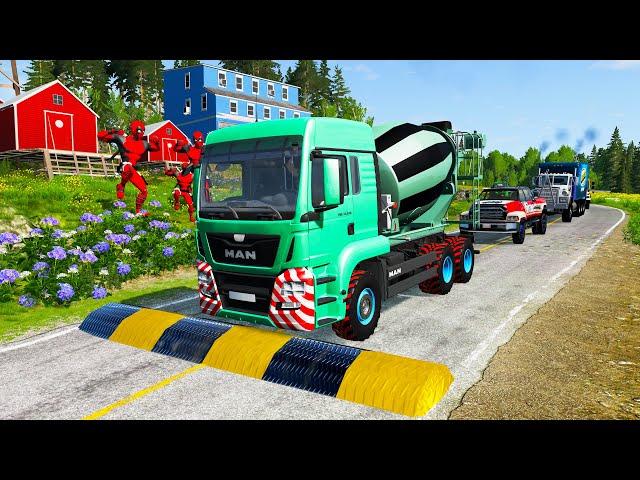 Trucks Cars vs Massive Speed Bumps vs Giant Bulge BeamNG Drive