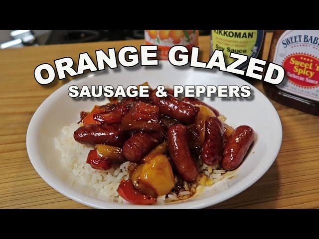 Orange Glazed Sausage W/Onions & Peppers Over Rice