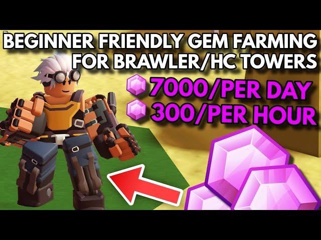 (2 TOWERS REQUIRED) SOLO HC FARMING FOR GEMS | GET BRAWLER/ENGI/ACCEL FAST | ROBLOX TDS