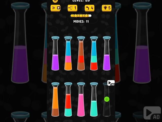 Colour water sort level 20 complete level won Aniket gamer #short #viralshorts