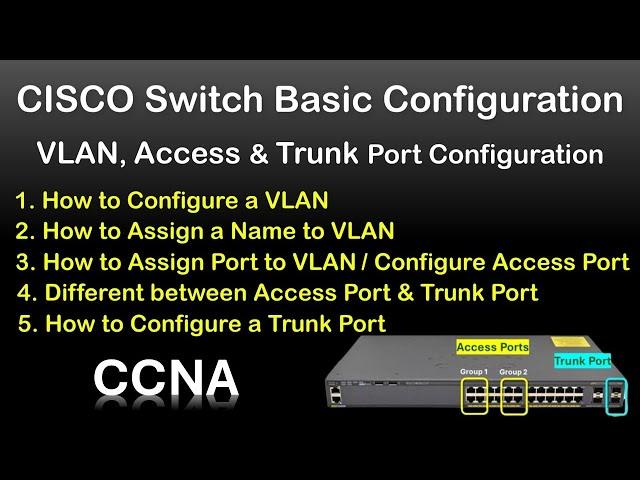 Cisco Switch basic Configuration | VLAN, Access Port & Trunk Port Configuration step by step