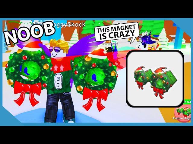 NOOB WITH FESTIVE MAGNET! X10,000 BOOST! | Roblox Magnet Simulator