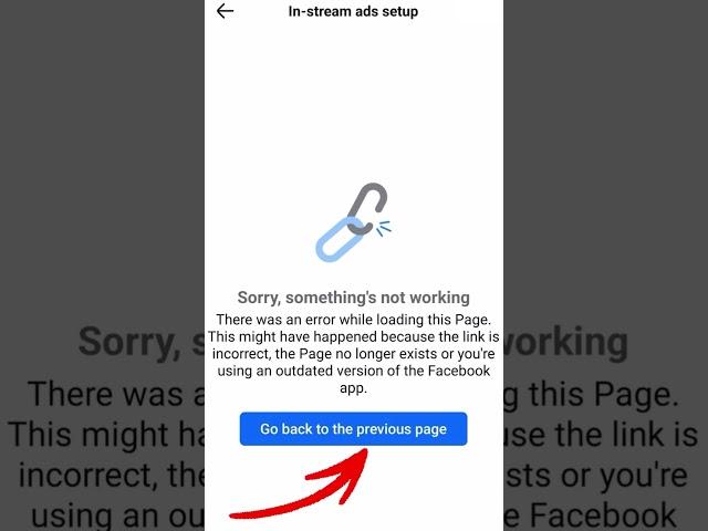 In-stream ads Setup Sorry, something's not working #facebook #instreamads #facebookmonetization