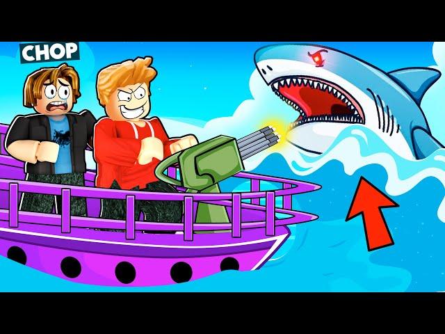 ROBLOX CHOP AND FROSTY FIGHT SHARKS IN SHARK BITE SIMULATOR