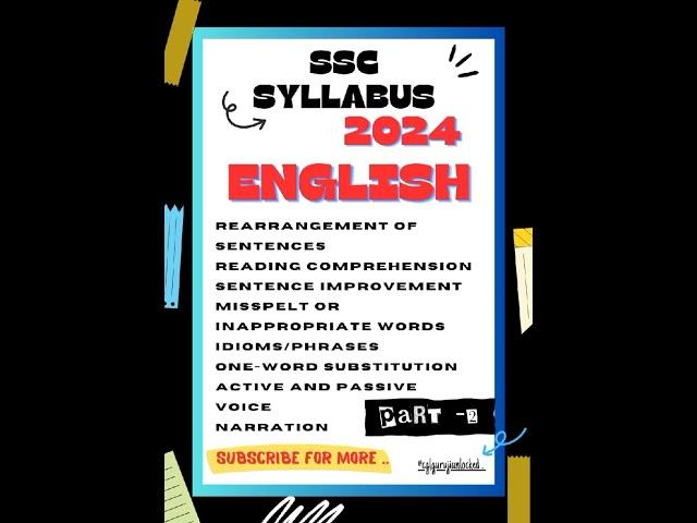 ssc syllabus 2024 || English || part 2 || #cglgurujiunlocked