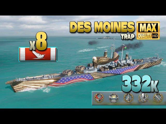 Cruiser "Des Moines": Thriller with 8 destroyed ships - World of Warships