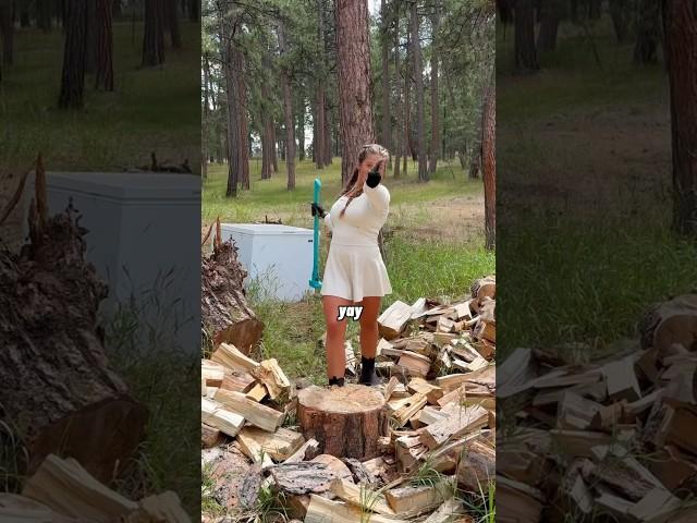 Did I get it?! #woodchopping #logsplitter #axe #splittingwood #forrest #outdoors #axe #logsplitter