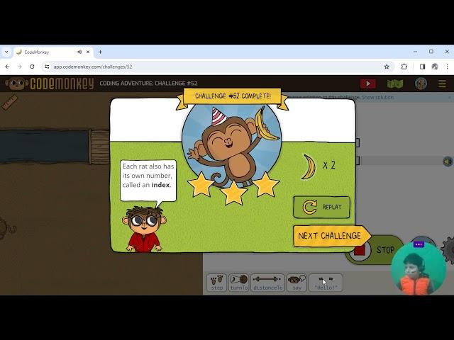 CodeMonkey - Coding Adventure Part 1 Fundamentals Challenge # 51 - 54