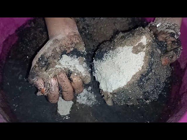 Asmr  Sand cement hollow shape filled with Charcoal concrete, satisfying video