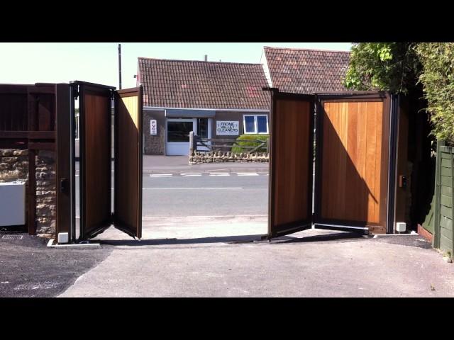 Automated, Wooden Infill, Bi folding Gates - The Electric Gate Company