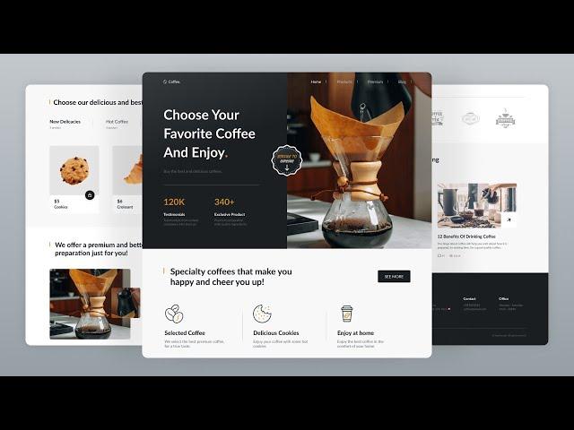  Create a Responsive Coffee Website Design Using HTML CSS & JavaScript
