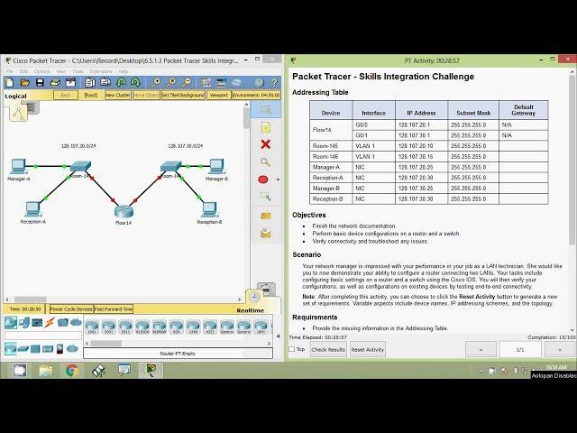 6.5.1.3 Packet Tracer Skills Integration Challenge