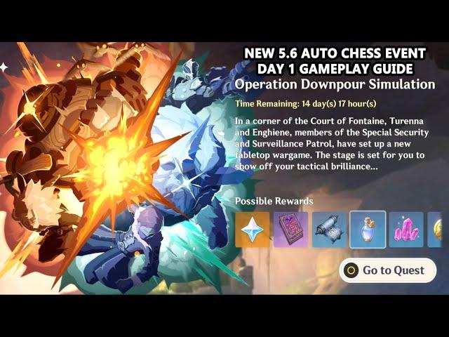 Genshin Impact Operation Downpour Simulation : New 5.6 Auto Chess Event Day 1 Gameplay Guide