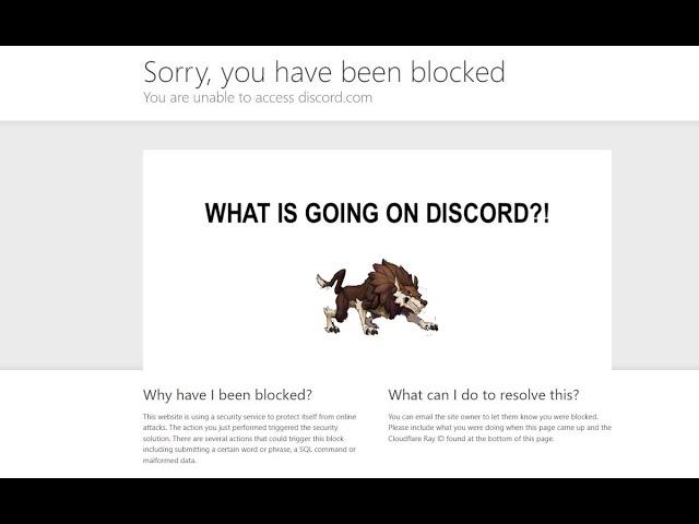 9/28 Blocked on Discord by Cloudflare.  What is going on.