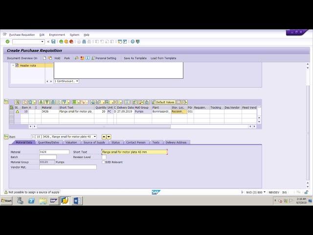 How to create a Purchase Requisition for a stock material in SAP MM