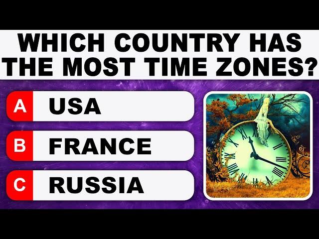 General Knowledge Questions - WHICH COUNTRY HAS THE MOST TIME ZONES? | Daily Trivia Quiz Round 27