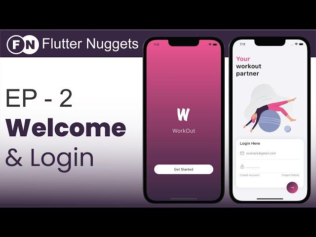 Flutter UI Design - Welcome and Login Screen 2/2