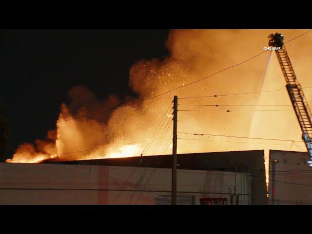 Firefighters Battle Large Commercial Structure Blaze in Willowbrook