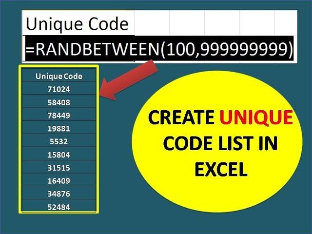 How to create a Unique code in excel/How to generate random character strings in a range in Excel