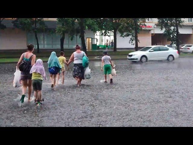 Tropical rainstorm in Moscow