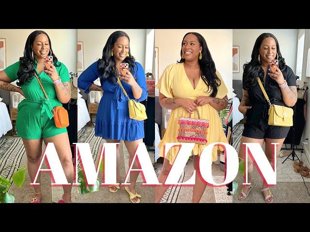 STYLING SPRING/SUMMER PIECES FROM AMAZON! | DRESSES & ROMPERS | SIZE 16/18 | 6'0 | CUTE & COMFY